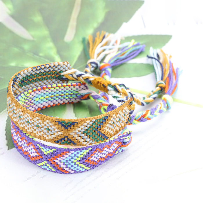 Wholesale of New Nepalese Fabric Ethnic Style Woven Colorful Tassel Bracelet JDC-BT-YiYe005