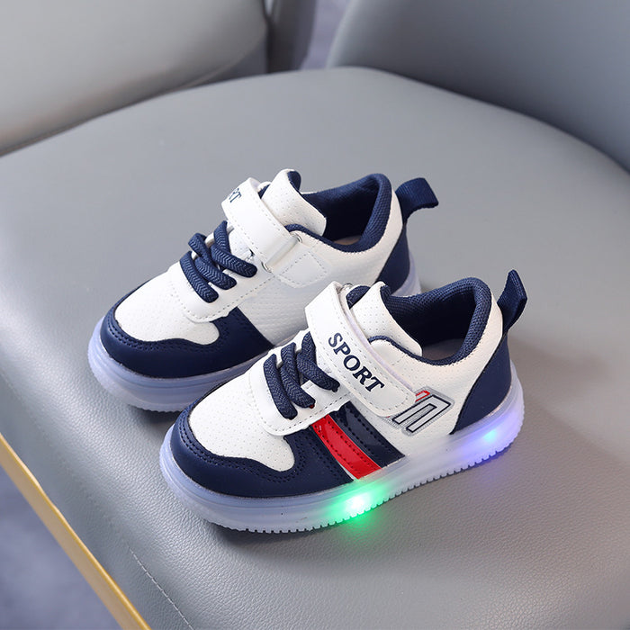 Wholesale Boys' Casual Shoes New Velcro Soft Soled Children's Board Shoes Girls' LED Lighting Shoes JDC-KS-GS010