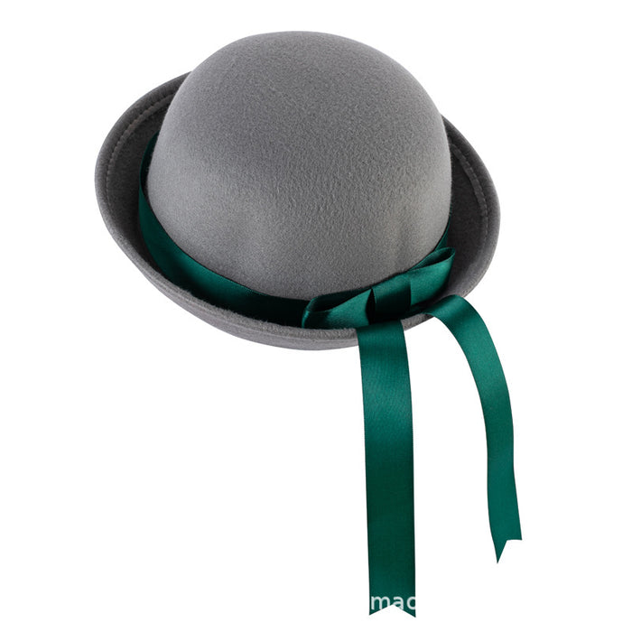 Wholesale Uniform hat, small round hat, versatile round woolen hat, ribbon hat
