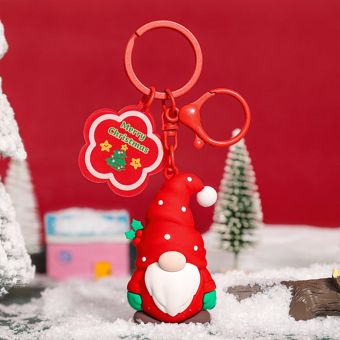 Wholesale Cute Christmas Couple PVC Keychain Epoxy Doll Charm for Backpack Car Key Decorative Accessory Gift MOQ:2