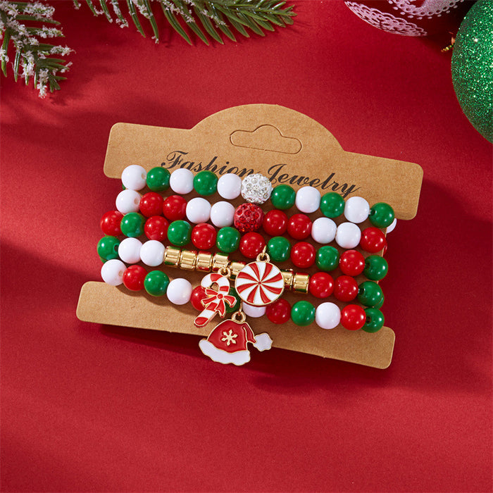 Wholesale Christmas Bracelet Rice Bead Polymer Clay Multi-layer Bracelet Cartoon  Bell Christmas Party