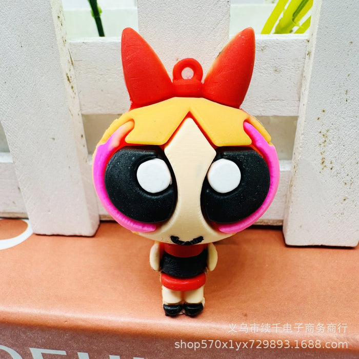 Wholesale 10pcs Cartoon keychain blind box car keychain DIY soft rubber