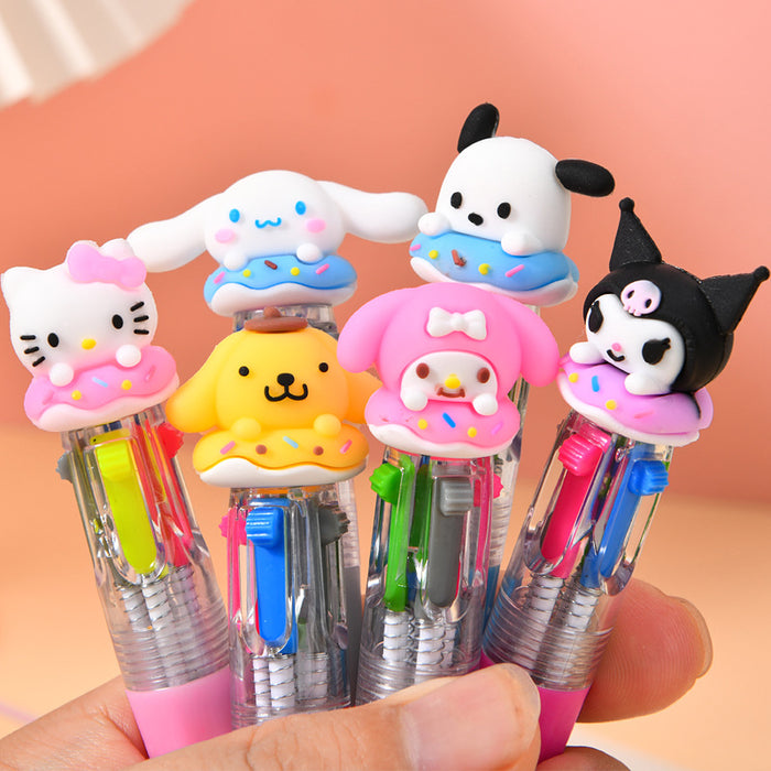 Wholesale 36pcs Cute donut mini four-color ballpoint pen multi-color hand account marking pen student stationery