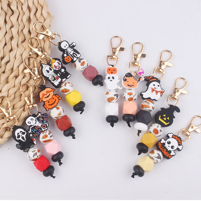 Wholesale Halloween Silicone Bead Keychain JDC-KC-GuangTian038