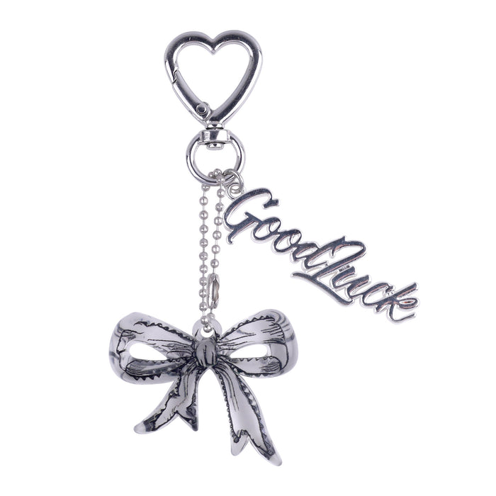 Wholesale Trendy black and white transparent bow acrylic heart keychain bag pendant personalized letter creative accessories