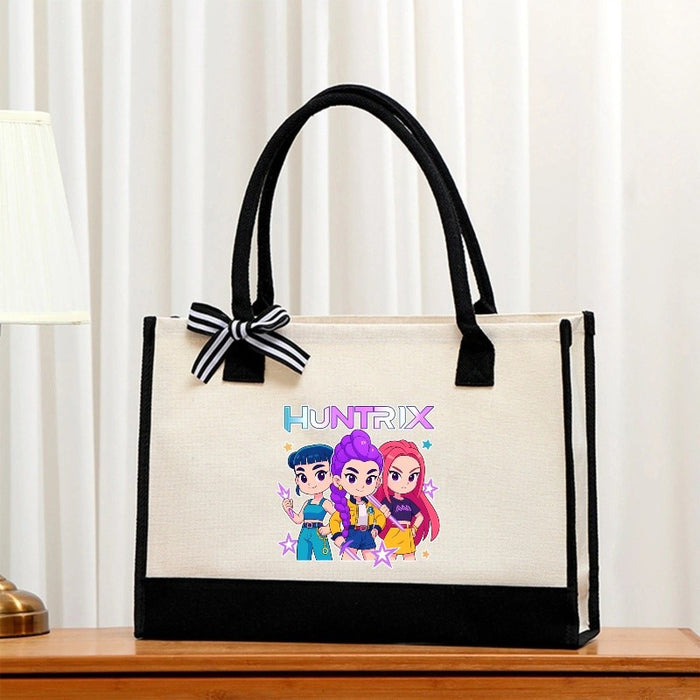 Wholesale Cartoon Print  Canvas Bag  Convenient Handheld Tote Bag