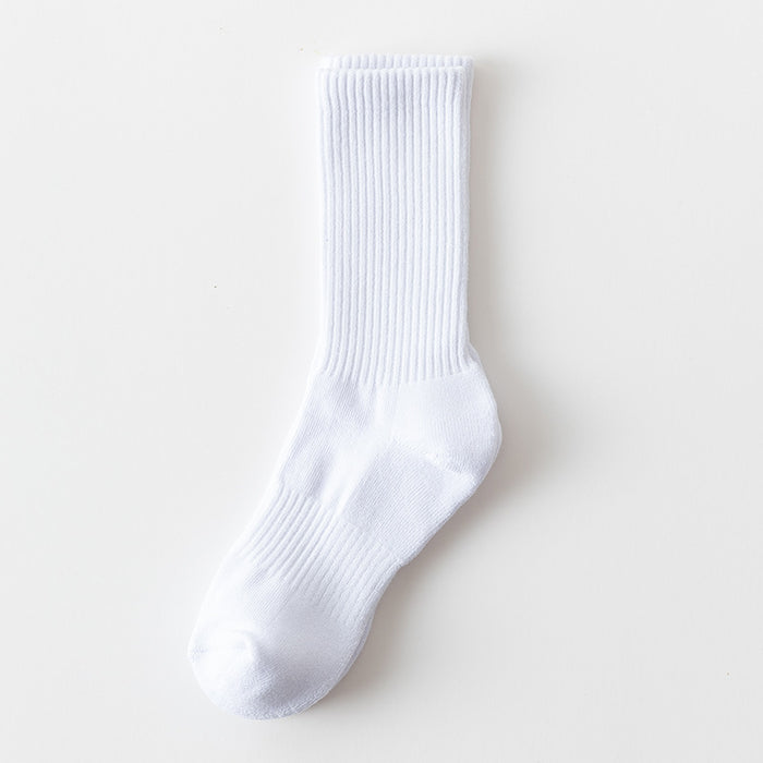 Wholesale Solid color high elastic looped socks for men and women, long socks for sports, cotton socks