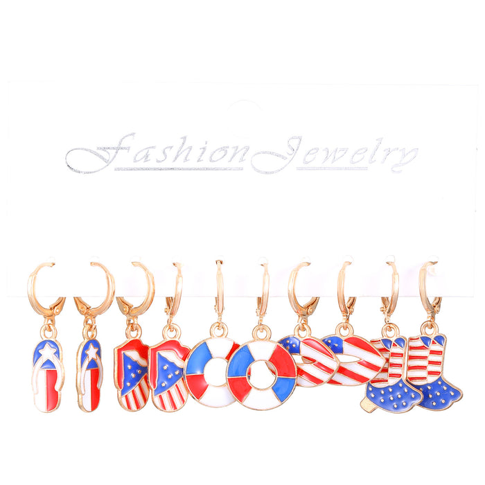 Wholesale National Flag Ice Cream Star Boots Cross Love Set Earrings Cross Border Accessories