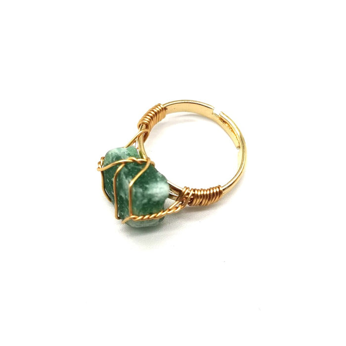 Wholesale New Personalized Handmade Wrapped Raw Stone Agate Ring Women's Adjustable Ring R02 JDC-RS-HXu003