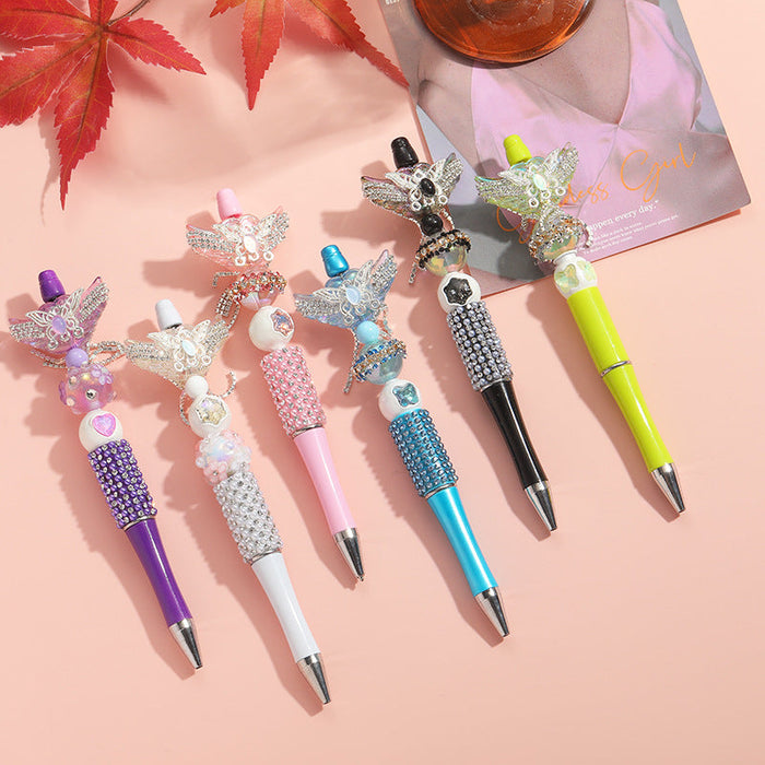 Wholesale 10pcs Beaded Pens Colorful Handmade Beaded Twisting Love Wings Ballpoint Pen JDC-PN-FC003