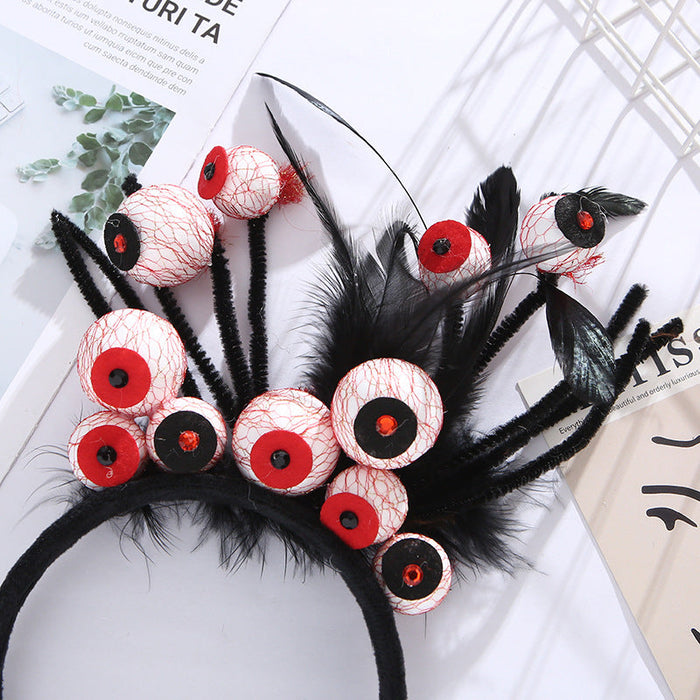 Wholesale 12PCS Halloween Terror Red Blood Eyeball Decorative Fabric Hair Hoops JDC-HD-MeiY001