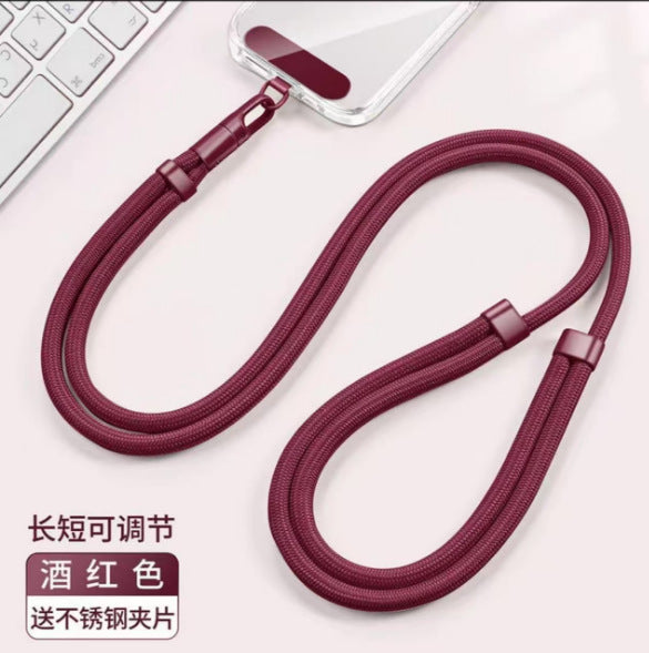Wholesale Mobile phone lanyard  neck hanging  crossbody  retractable and adjustable anti-lost lanyard with stainless steel clip,  universal style