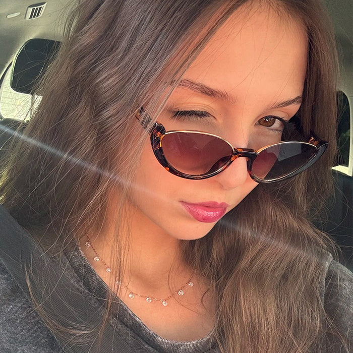 Wholesale Cat eye niche half frame sunglasses retro glasses fashion trend sunglasses