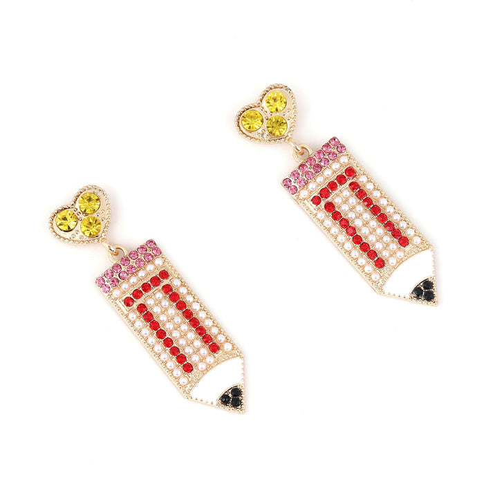 Wholesale rhinestone pencil earrings contrast color versatile small fresh colored diamond