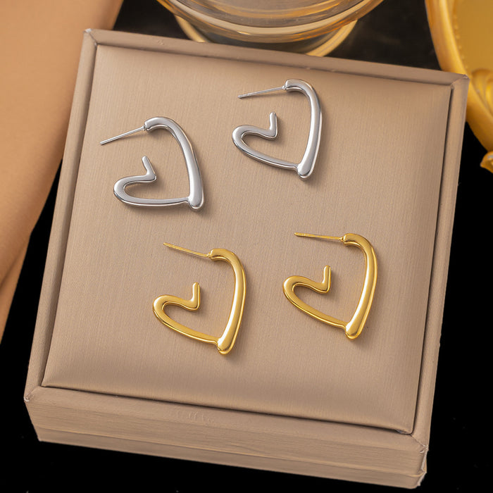Wholesale Simple stainless steel love earrings cold wind earrings