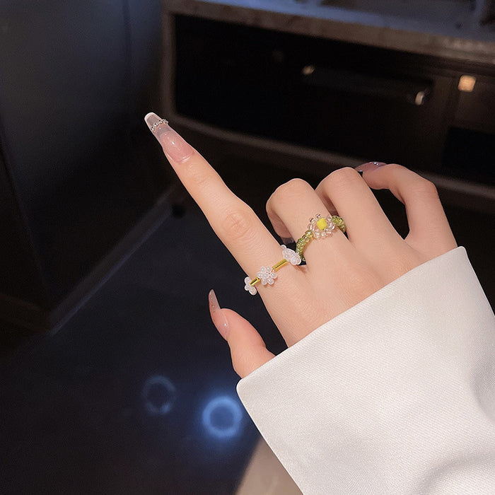 Wholesale Micro-inlaid Crystal Zircon Pearl Ring