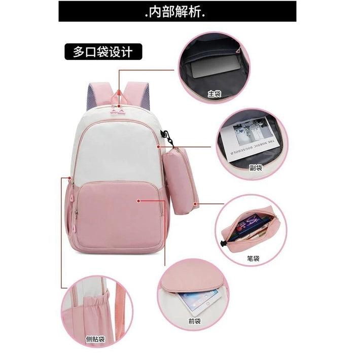 Wholesale cartoon print two-piece backpack set for primary and secondary school students