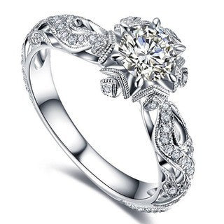 Wholesale Diamond inlaid flower ring luxury ring jewelry