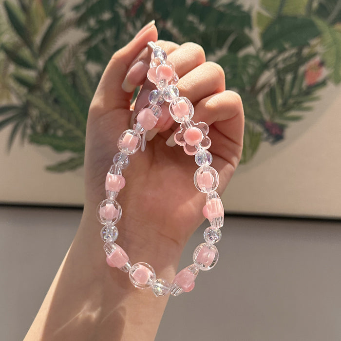 Wholesale Acrylic bead phone chain, handmade bead keychain accessories, keychain