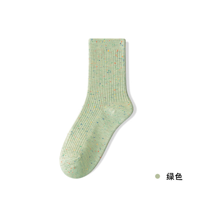 Wholesale Stacked socks made of pure cotton, thin socks with dotted yarn, long tube socks that are versatile and boneless, mid tube socks