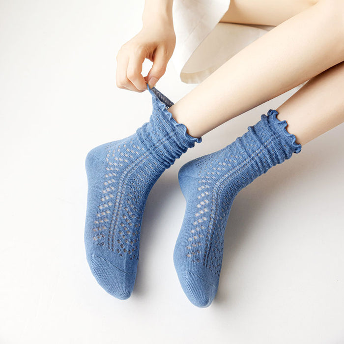 Wholesale Socks, thin cut, hollowed out, stacked socks, middle tube