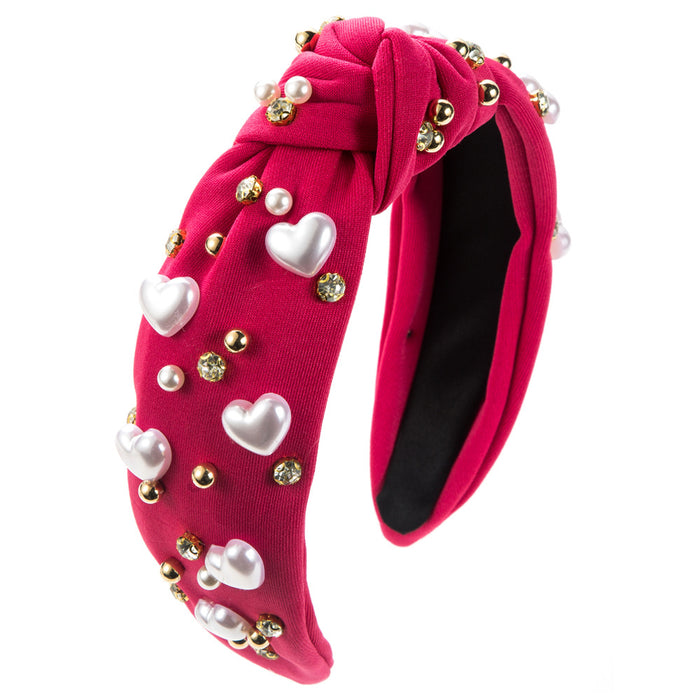 Wholesale Valentine' s Day Heart-Shaped Pearl Wide Headband