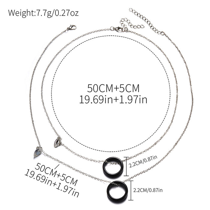 Wholesale New jewelry, niche alloy pendant, personalized couple love, double-layer layered necklace set