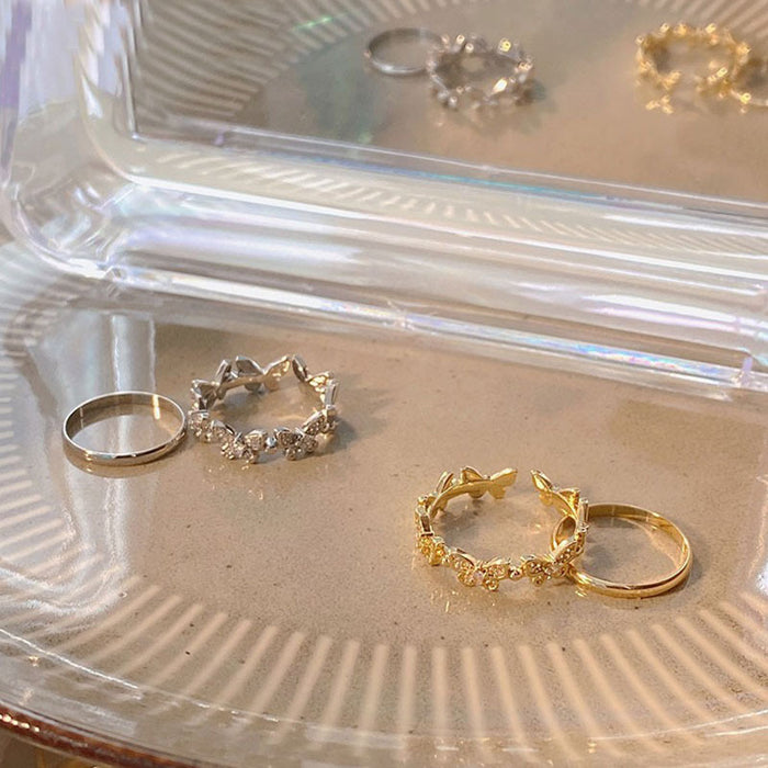 Wholesale Set of butterfly rings designed with cold style, high-end fashion and personalized plain ring index finger