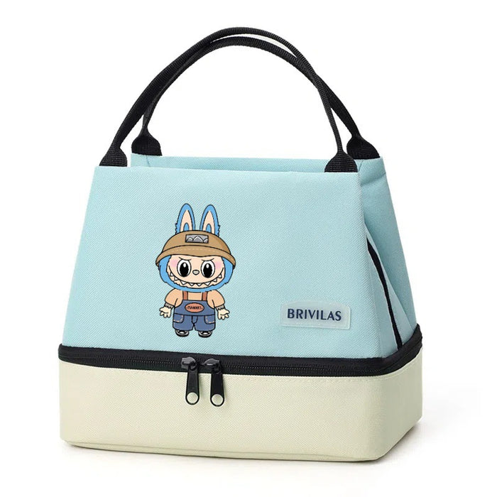 Wholesale  Contrasting Color Printed Double-Layer Insulated Bag Ice Bag Outing Lunch Bag