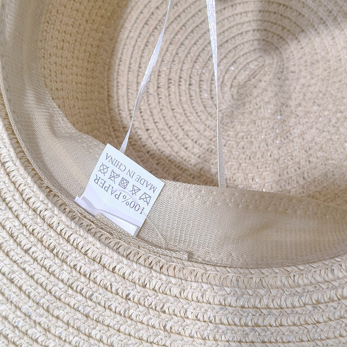 Wholesale Seaside big edge sun hat, beach grass hat, wavy edge pearl bow sun hat