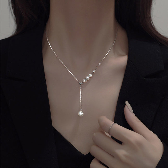 Wholesale New minimalist pearl necklace, versatile, high-end, fashionable, trendy, collarbone chain, light luxury, niche accessory