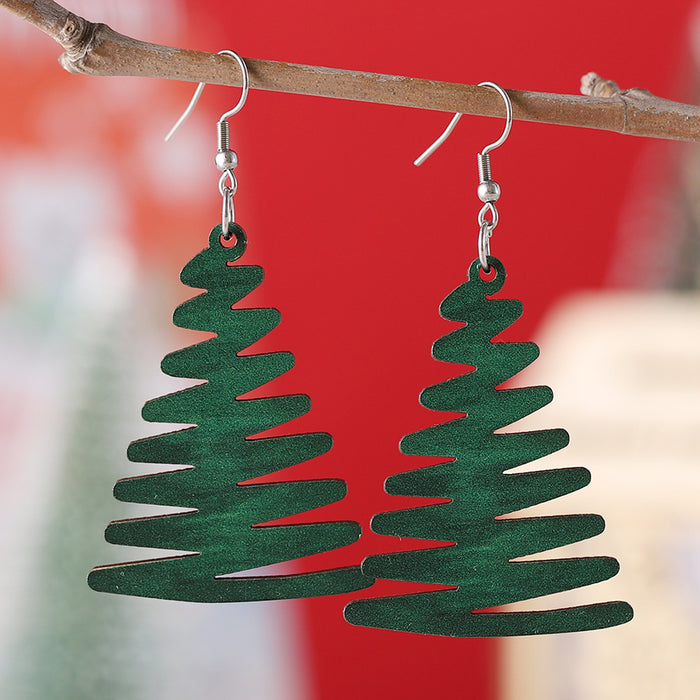 Wholesale Christmas Green Christmas Tree Pendant Earrings