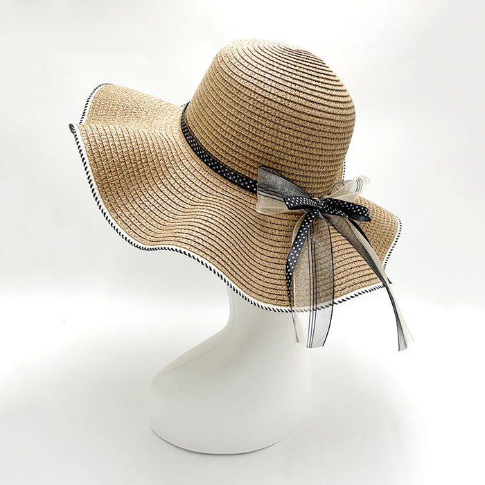 Wholesale Straw Hat Bow Lace Sun Hat Seaside Vacation Sun Protection Sun Hat