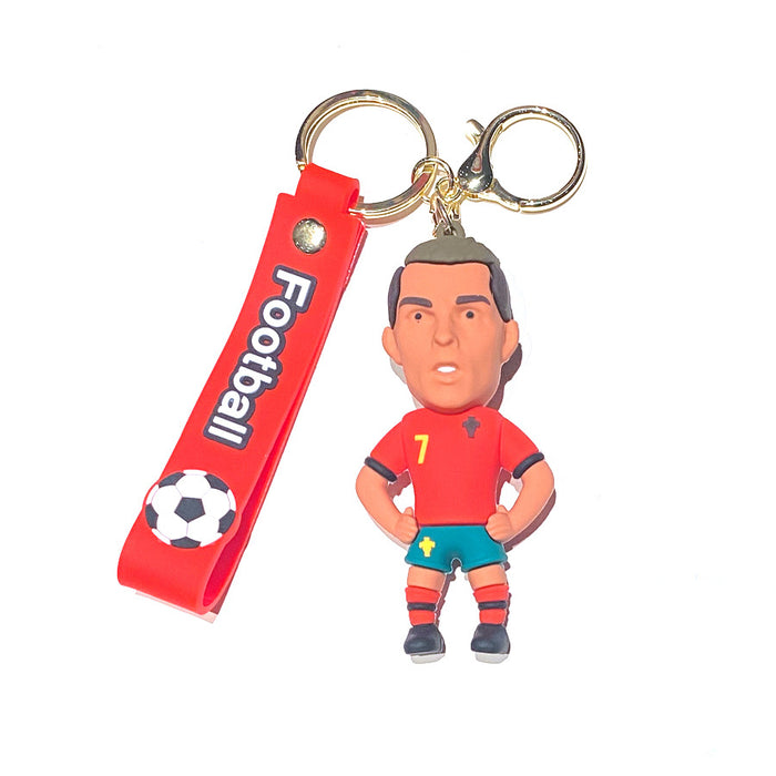 Wholesale Metal Soccer Star Cartoon Keychain Decorative Car Key Accessory MOQ≥2