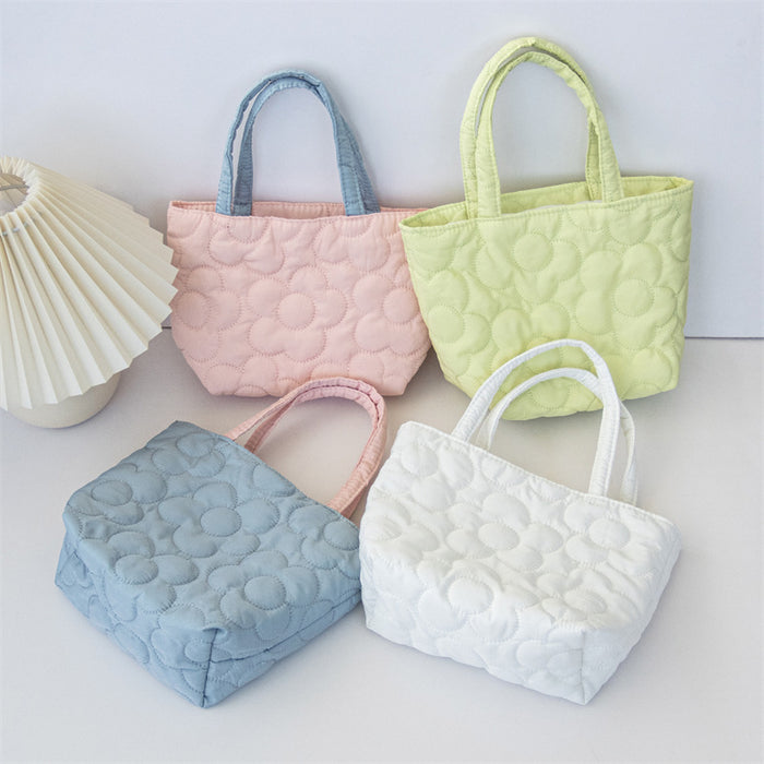 Wholesale Sweet Quilted Handheld Color Contrasting Bento Bag Storage Bag
