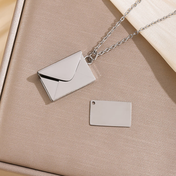 Wholesale envelope necklace titanium steel lettering love envelope pendant design necklace