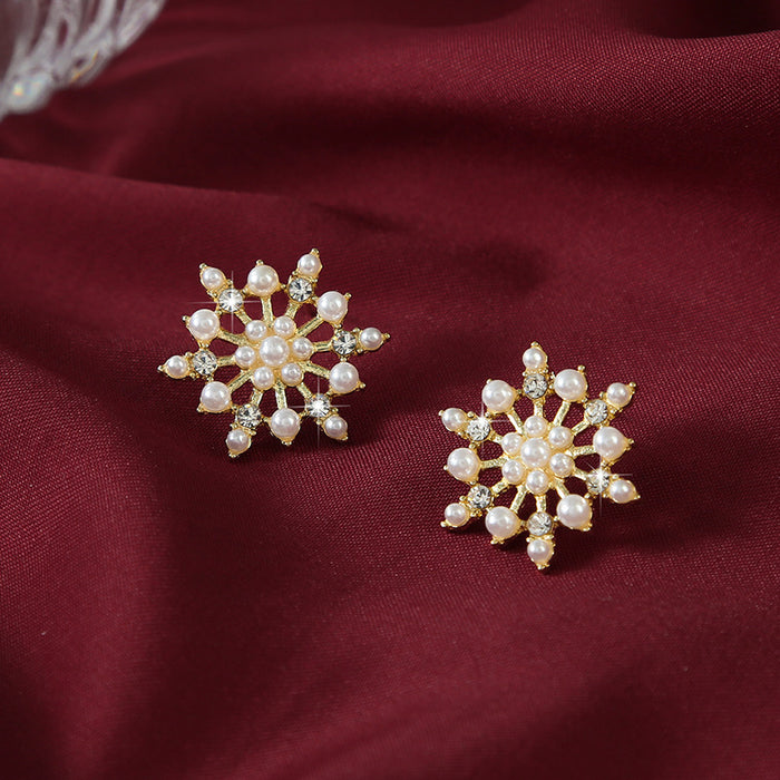 Wholesale Silver needle temperament snowflake earrings earrings, niche high-end earrings