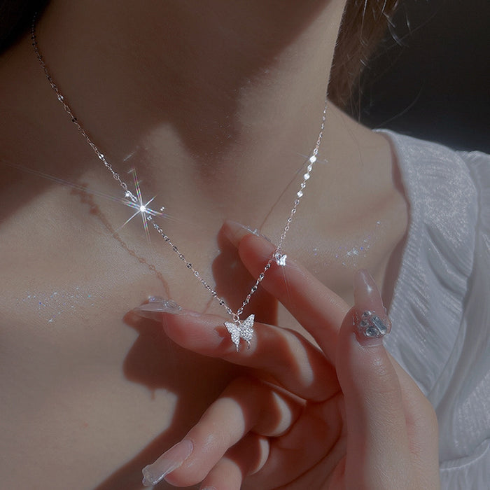 Wholesale Butterfly necklace, light luxury, high-end, niche, collarbone chain for women