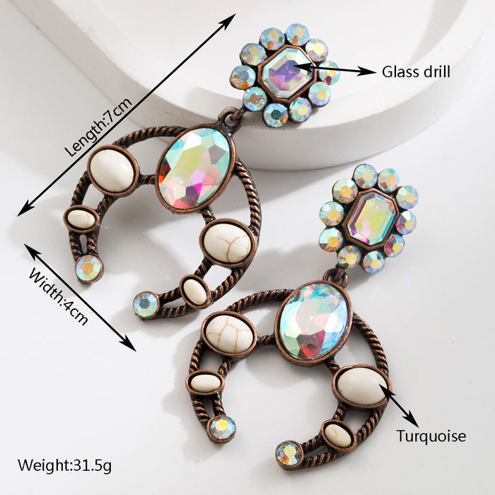 Wholesale Geometric teardrop-shaped turquoise earrings