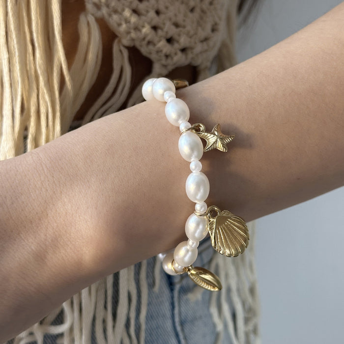 Wholesale beach shell jewelry summer fashion Joker starfish shell conch pearl necklace