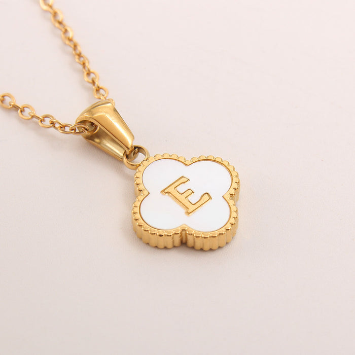 Wholesale gold-plated letter necklace women four-leaf letter pendant necklace jewelry