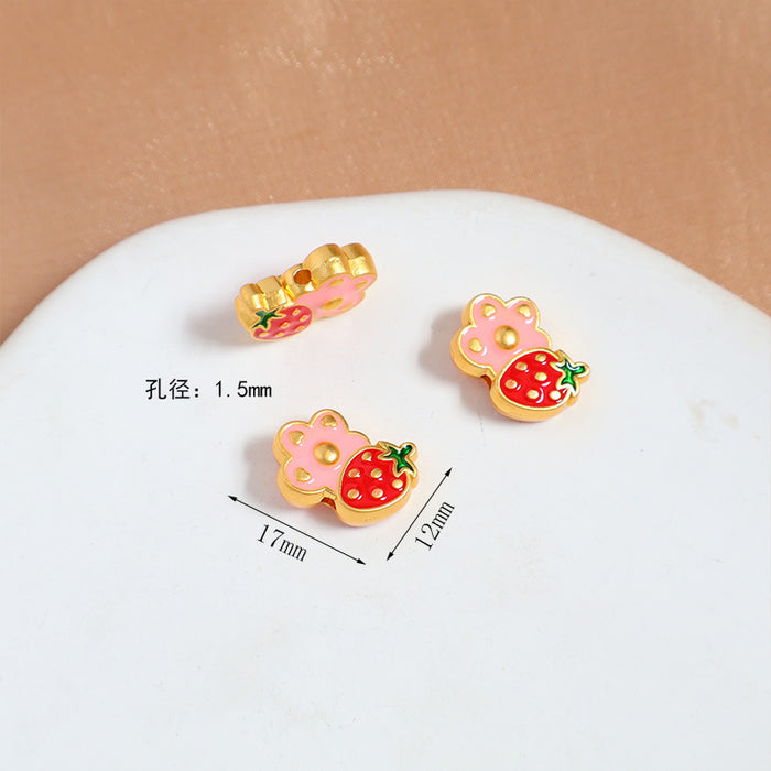 Wholesale Cartoon matte gold flower straight hole loose bead handmade DIY bracelet necklace bead