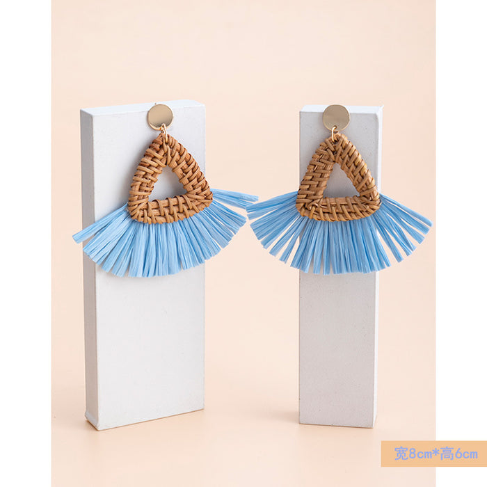Wholesale tassel earrings  vacation high-end feeling raffia grass earrings