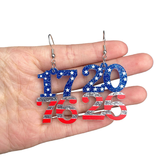 Wholesale Acrylic Heart-Shaped Teardrop Number Double-Layer Earrings