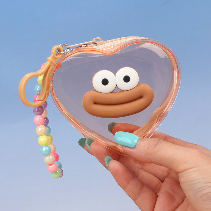 Wholesale Trendy Transparent PVC Coin Purse With Funny Lip Design Blue Pendant For Keys And Lipstick Car Key Accessory