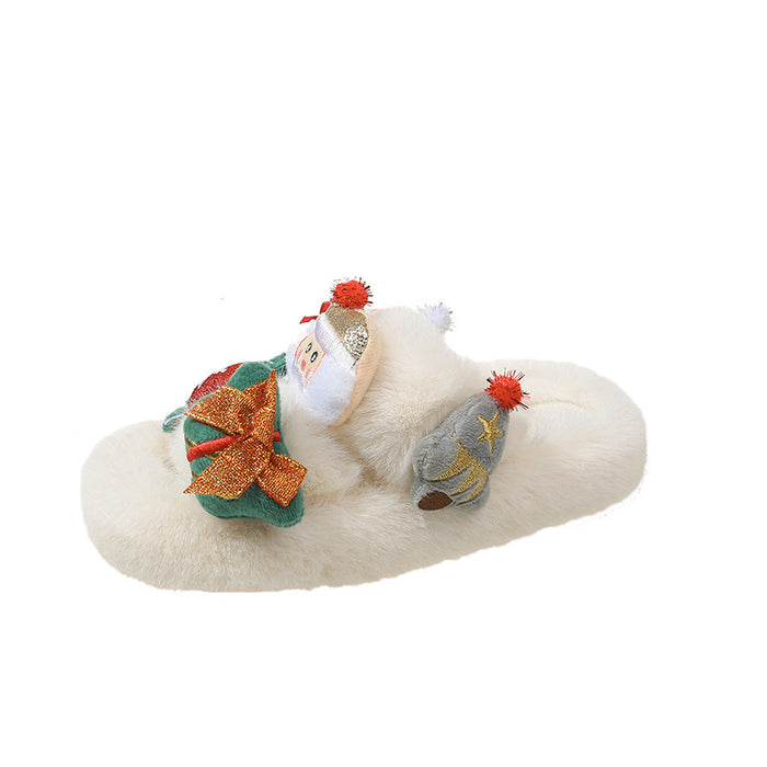 Wholesale Furry Slippers Autumn and Winter Christmas Cute Cartoon Plush Slippers Warm Slippers