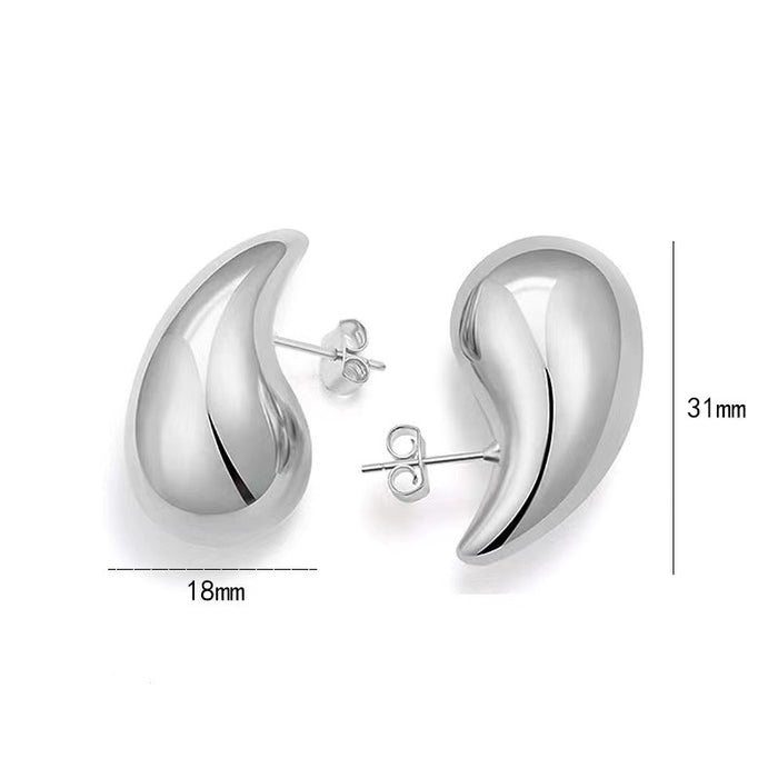 Wholesale Stainless steel hollow water droplet earrings with high-end feel and gold-plated surface for simplicity