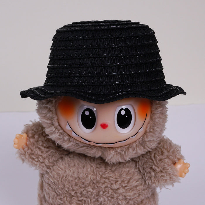 Wholesale  mini hollow top woven straw hat dome wave pull cloth leaking ear hat dress-up baby clothes accessories