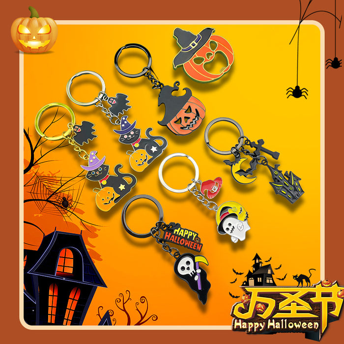 Wholesale Halloween Metal Ghost Pumpkin Keychain Boutique Resale Accessory
