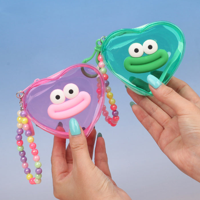 Wholesale Trendy Transparent PVC Coin Purse With Funny Lip Design Blue Pendant For Keys And Lipstick Car Key Accessory
